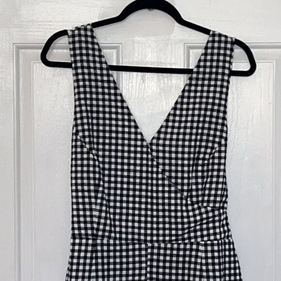 Banana republic women’s petite large black & white checked Wide leg Romper NWT - Picture 3 of 14